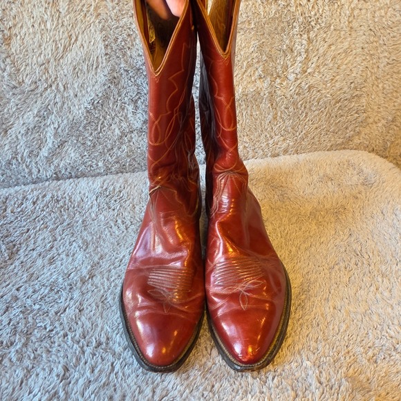 Nocona Red Rust Brown Leather Western Cowboy Boots 4711 Mens 10D Great Condition - Picture 2 of 15